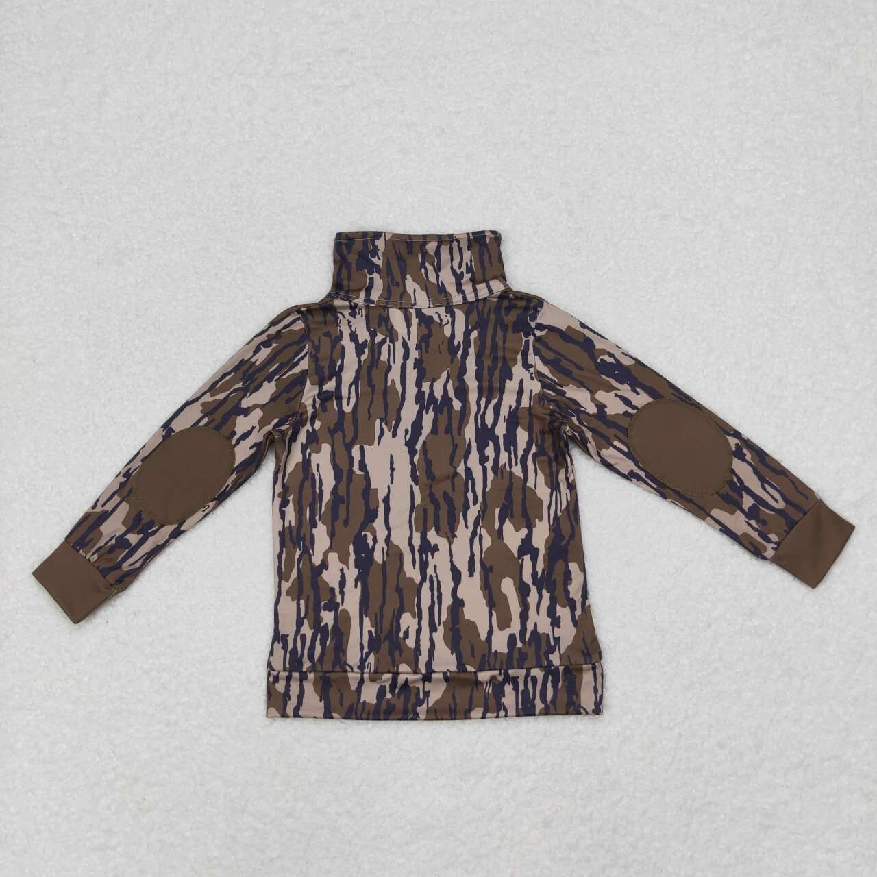 BT0811 Army Green Camouflage Zipper Long Sleeve Top