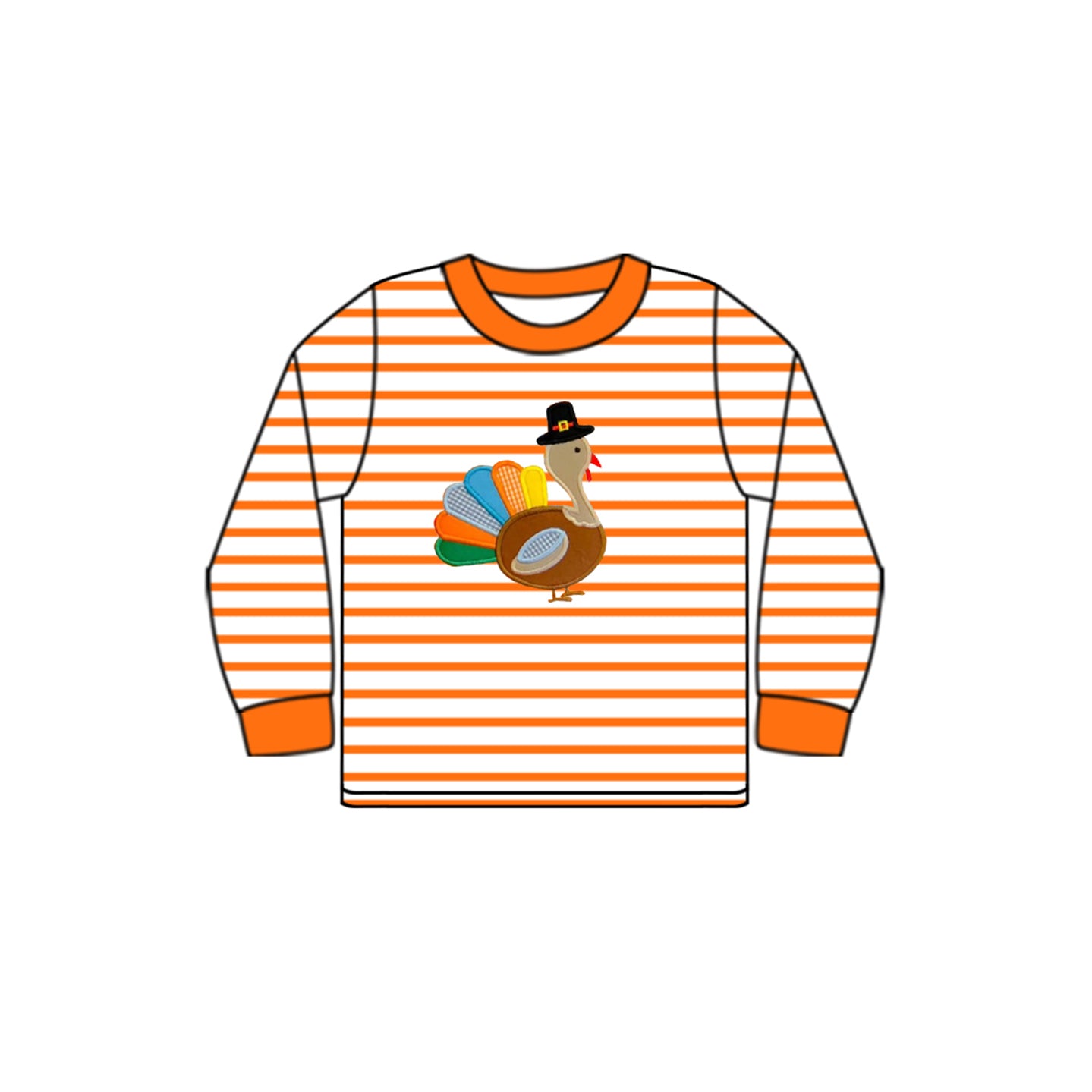 BT0816 Hat Turkey Orange Striped Long Sleeve Top