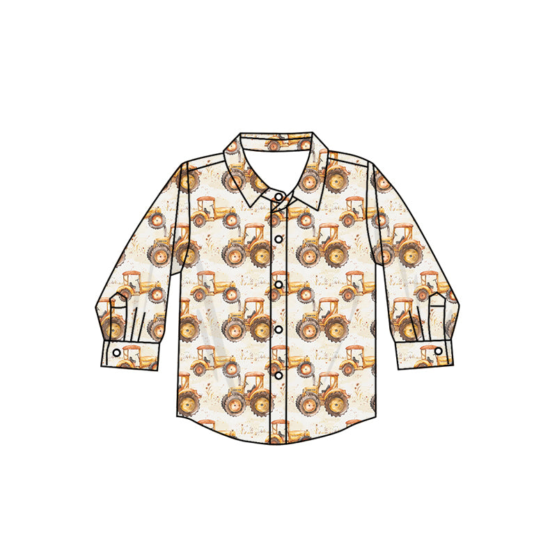 presale BT0850 Tractor Yellow Button Long Sleeve Top 2024 8.14