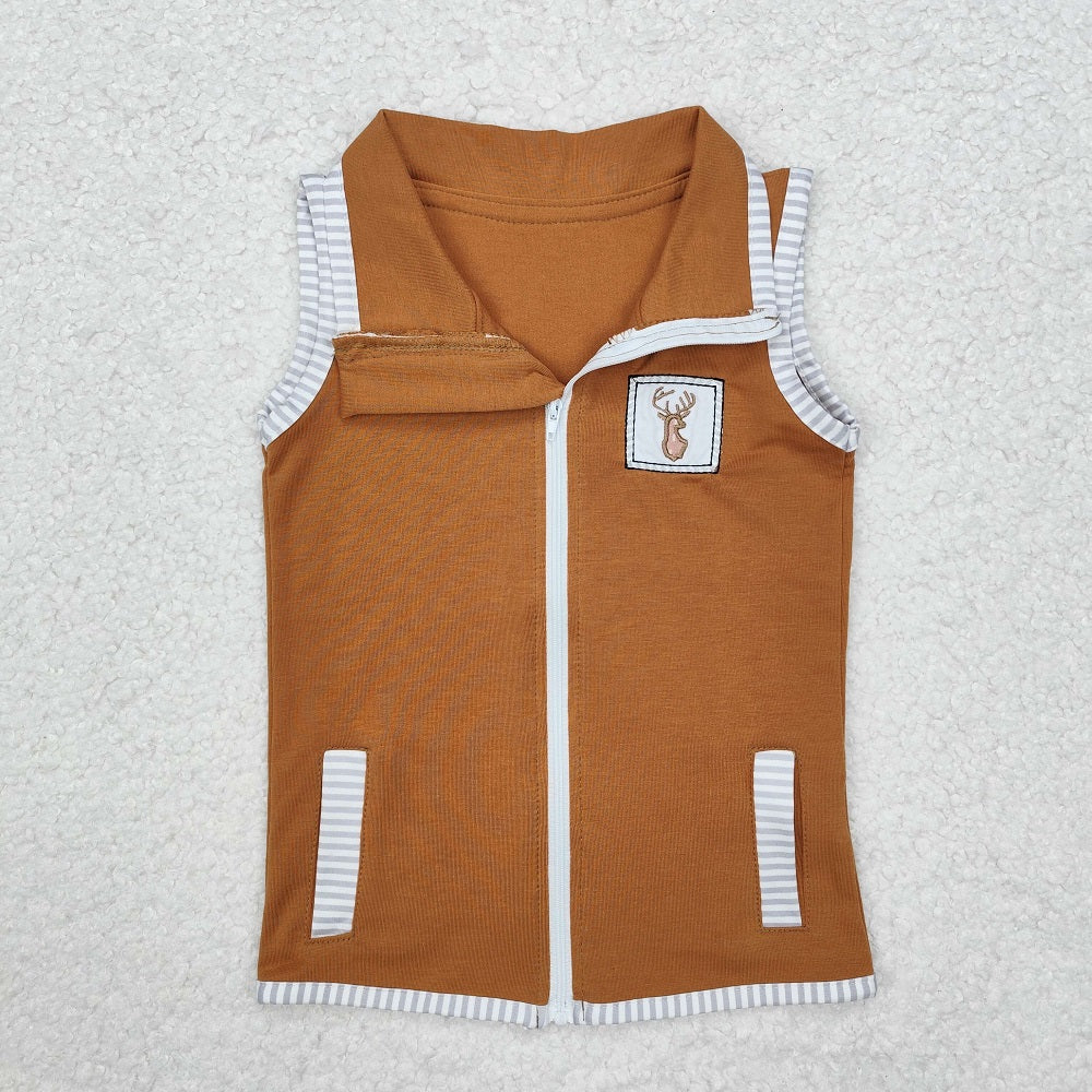 BT0855 Baby Girls Deers Hunting Zip Pocket Vest Tops