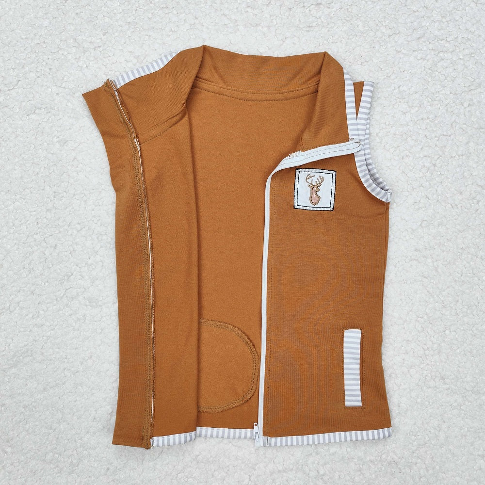 BT0855 Baby Girls Deers Hunting Zip Pocket Vest Tops