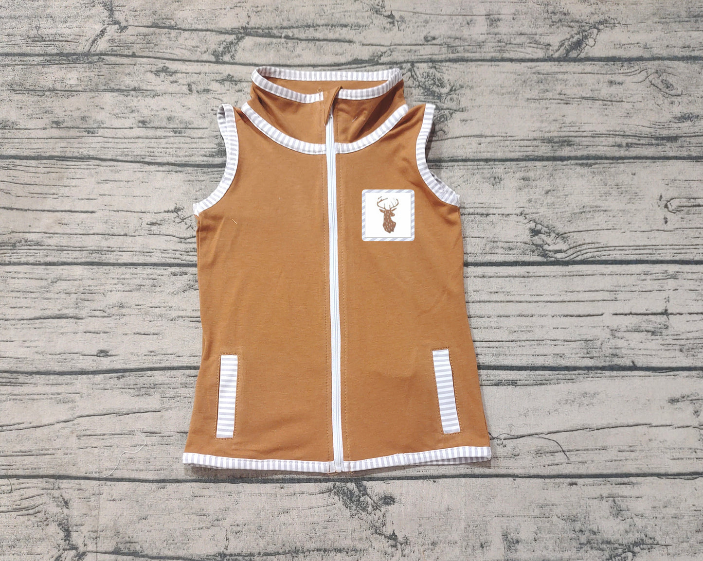 BT0855 Baby Girls Deers Hunting Zip Pocket Vest Tops