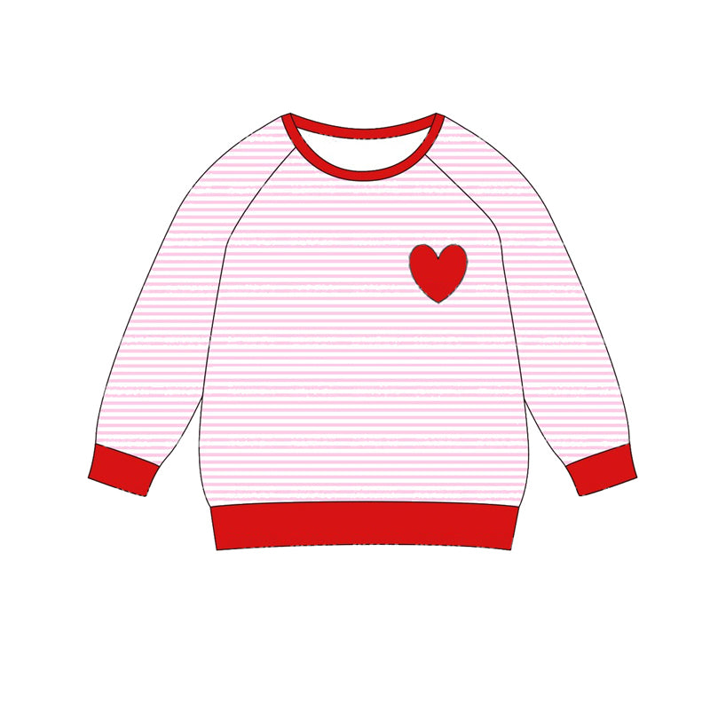 presale BT0866 Red heart pink striped long-sleeved top 2024 8.28