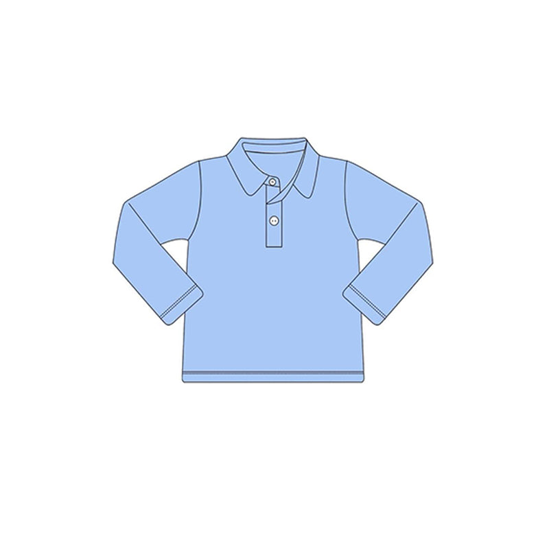 presale BT0881 Solid Sky Blue Button Long Sleeve Top 2024 9.3