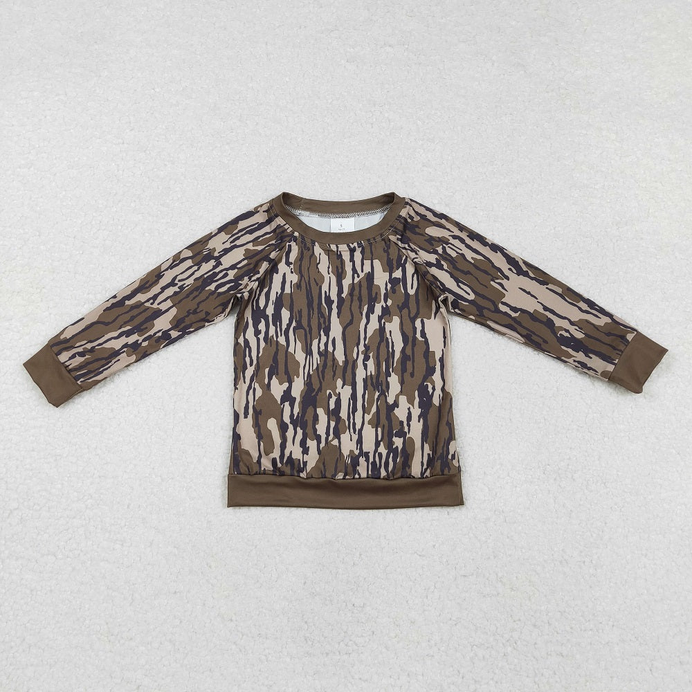 BT0883 Camouflage brown green long sleeve top