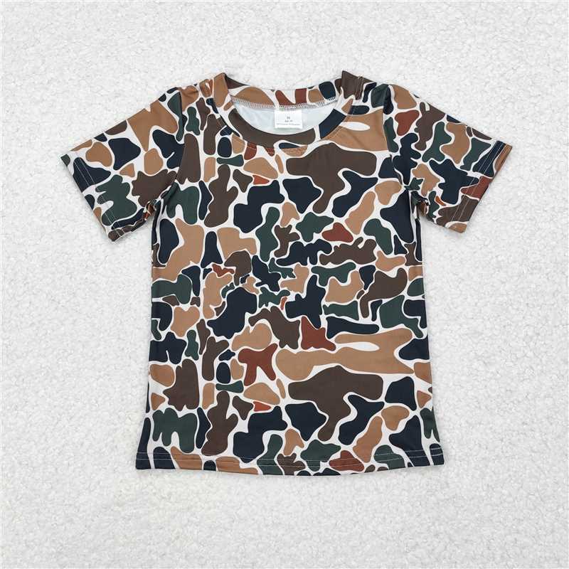 BSPO0530 Camouflage Beige Short Sleeve Drawstring Trousers Set