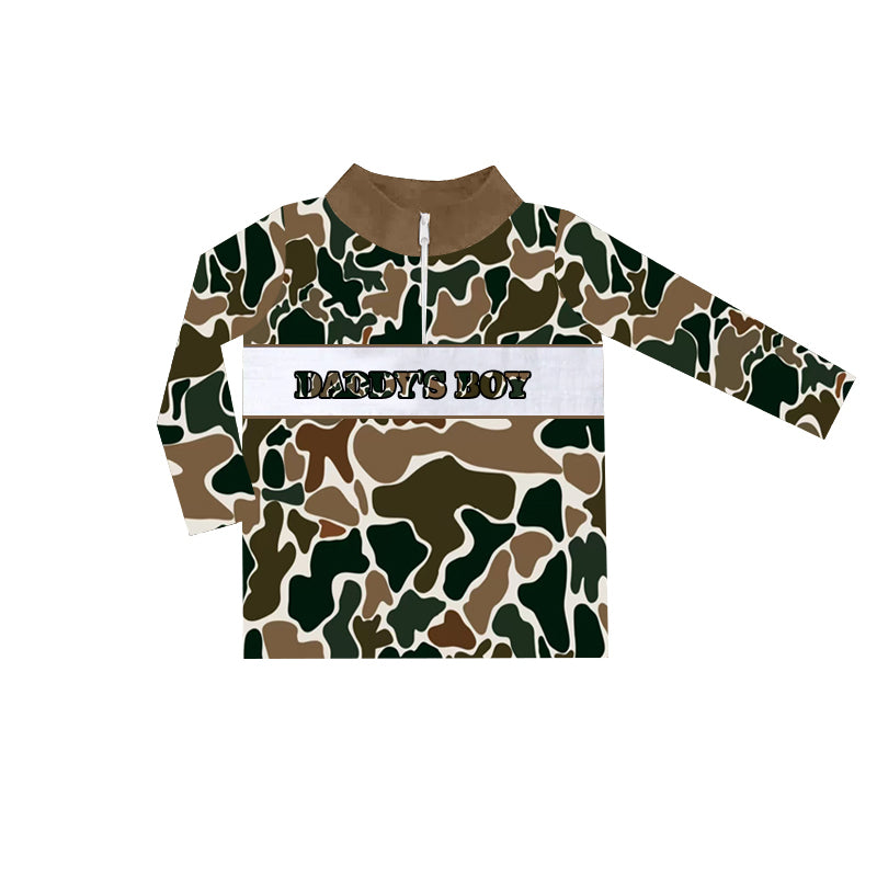 presale BT1000 daddy's boy camouflage beige zip-up long sleeve top 2024 9.23
