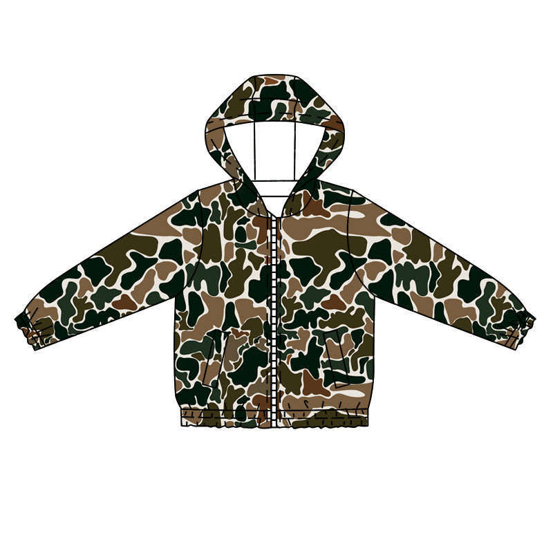 preorder BT1034 Camouflage Beige Zip-Up Hooded Long Sleeve Top 2024 10.9