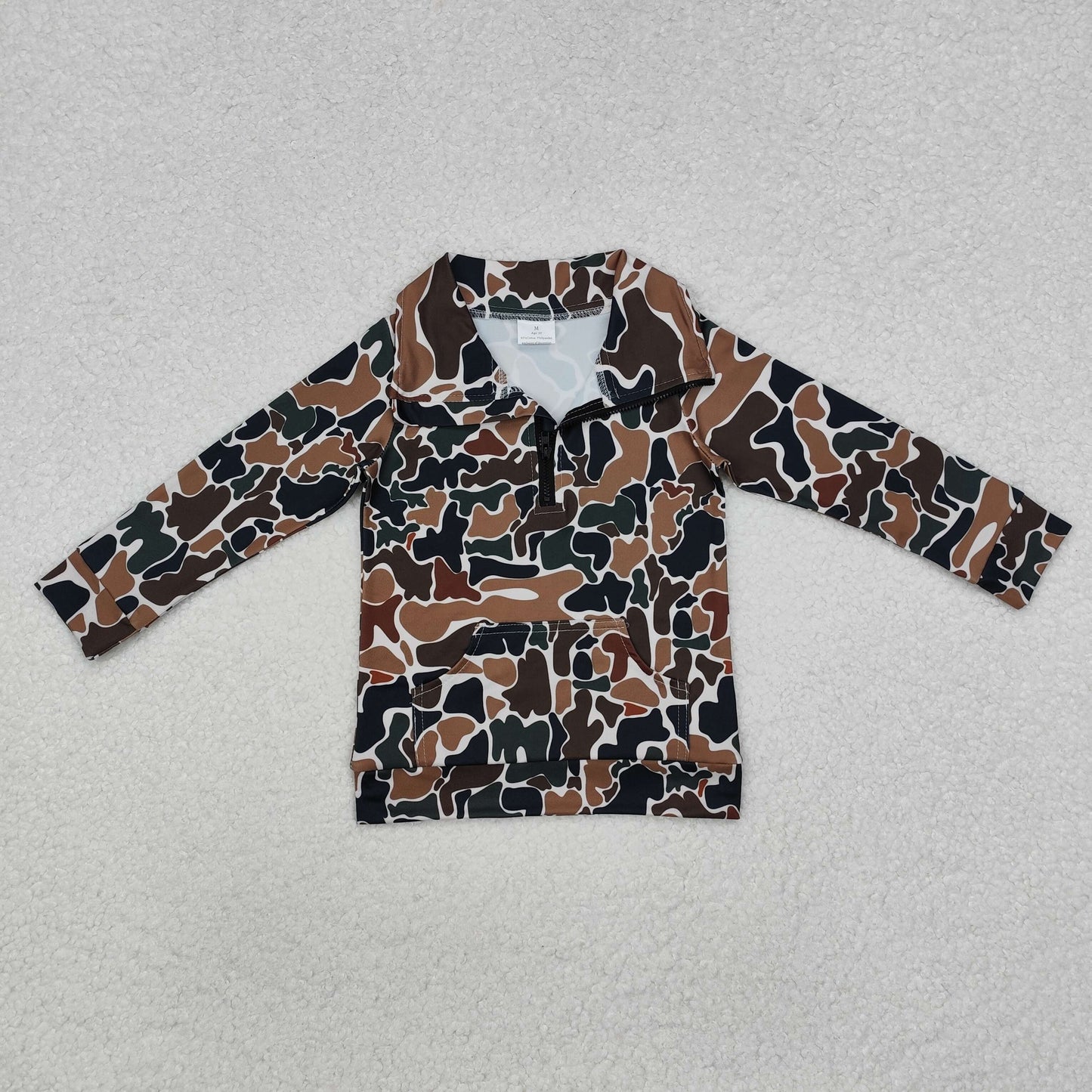 BT1038 Beige zip-up long-sleeved top with camouflage pockets D 820
