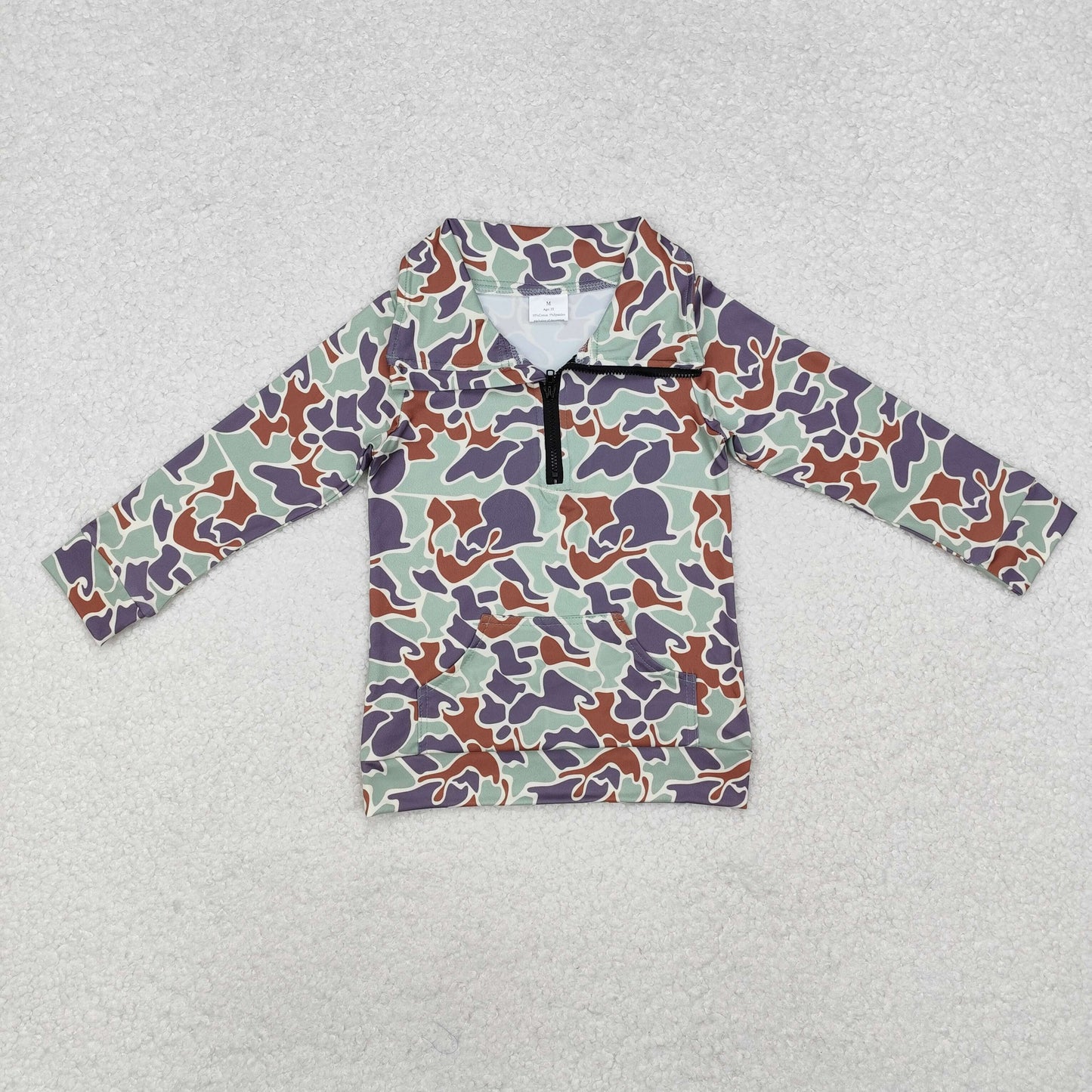 BT1042 Pocket camouflage grey-blue zip-up long-sleeved top D 820
