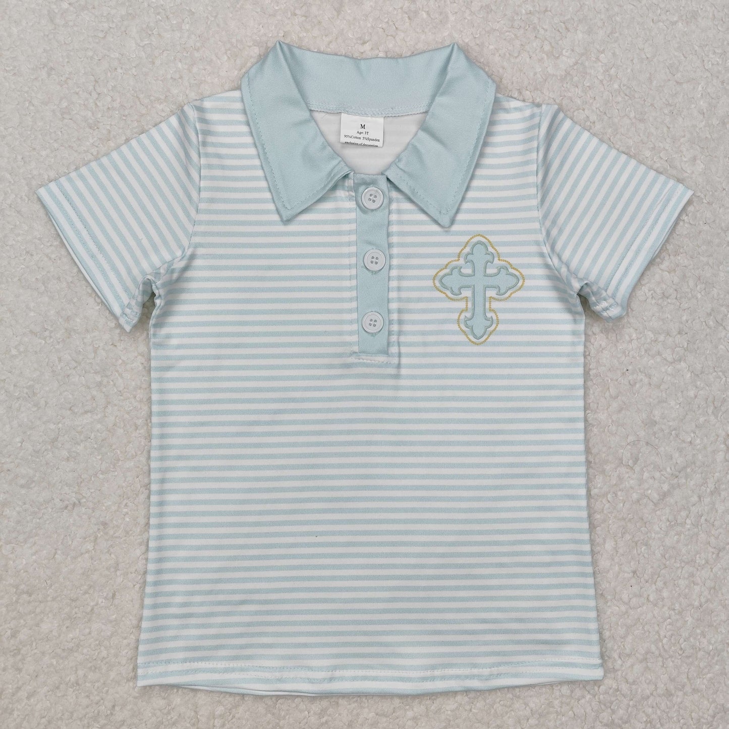 BT1045 Baby Boys Easter Cross Short Sleeve Tee Shirts Tops