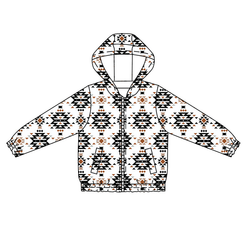 preorder BT1054 Geometric White Chain Hooded Long Sleeve Top 2024 10.16