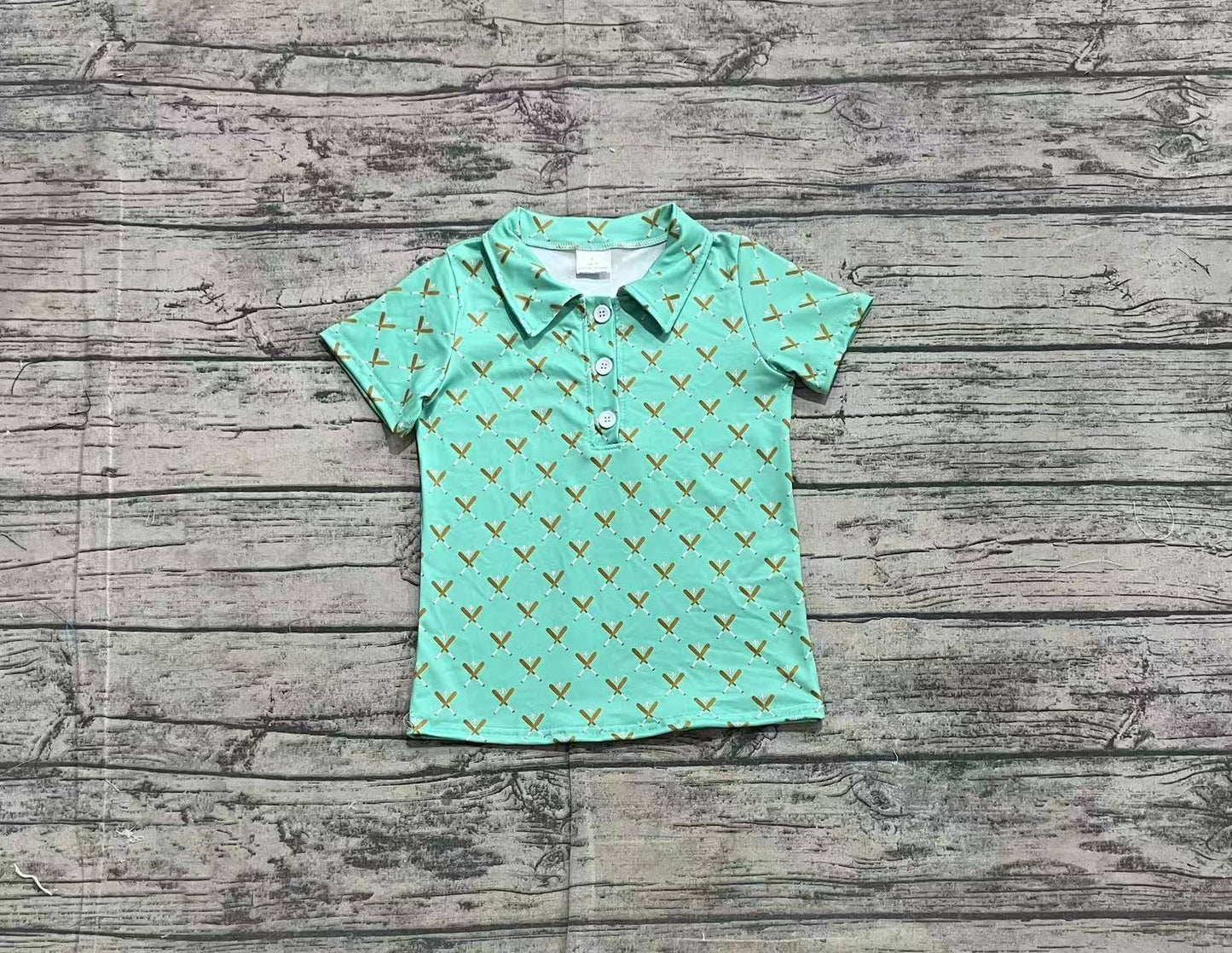 BT1119 Baseball Green Short Sleeve Top D 3.17