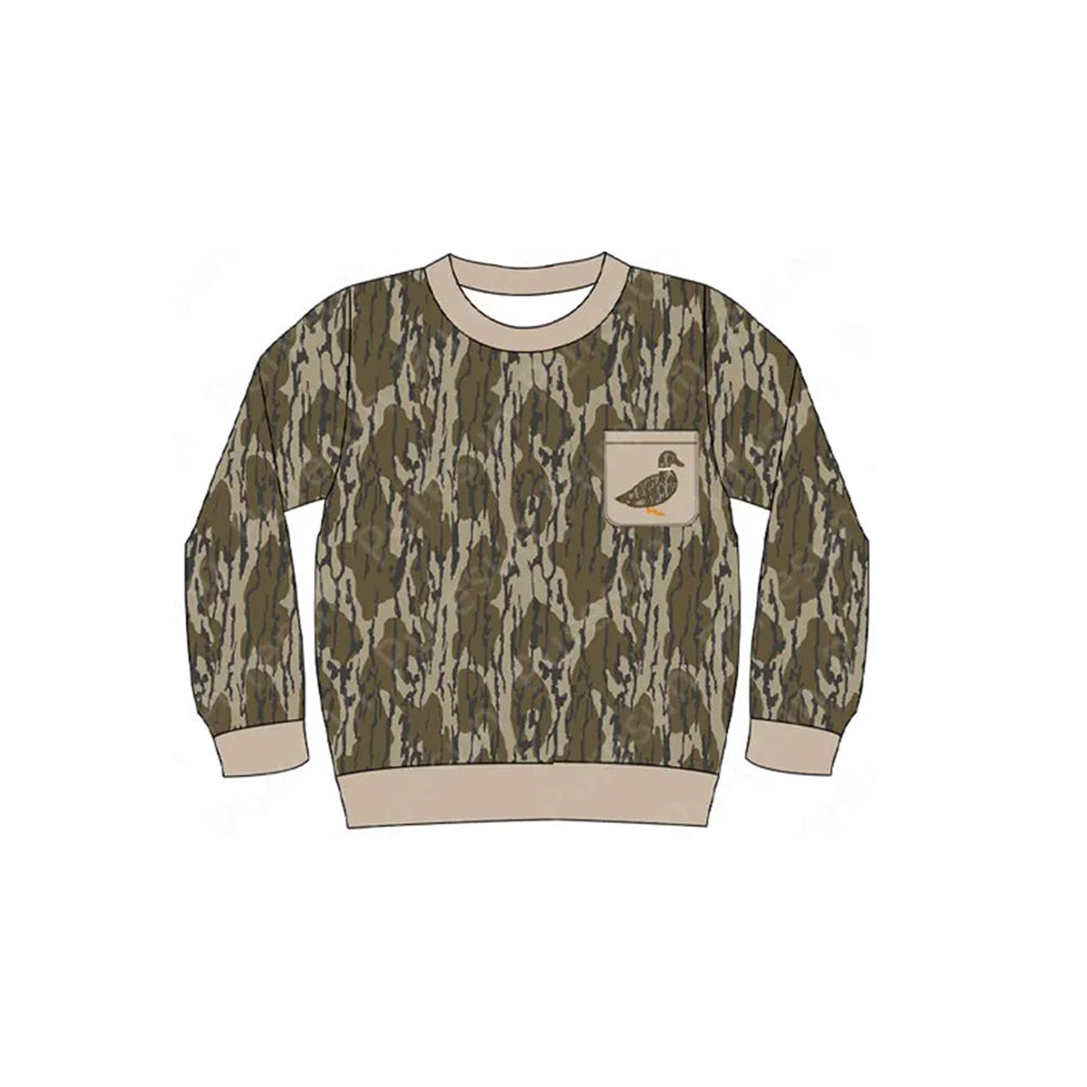 presale BT1127 Camouflage duck pocket long sleeve top 2024 12.4
