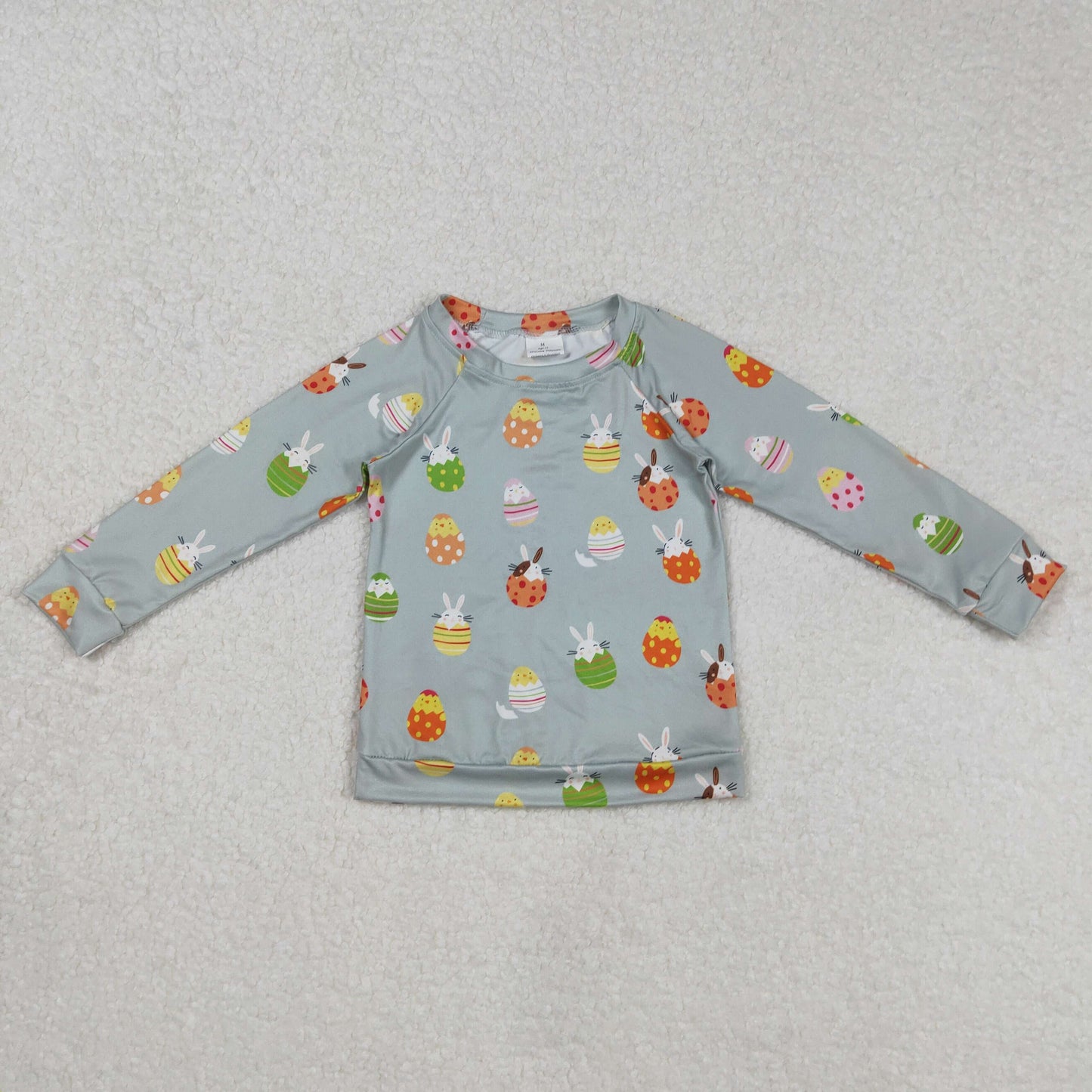 BT1137 Baby Boys Easter Green Rabbits Eggs Long Sleeve Raglan Tops