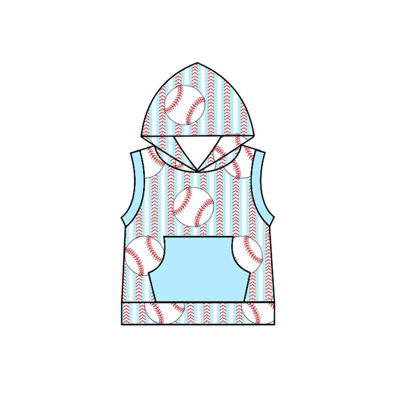 presale BT1181 Baby Boys Baseball Stripes Hooded Pocket Tee Shirts Tops D 2.10