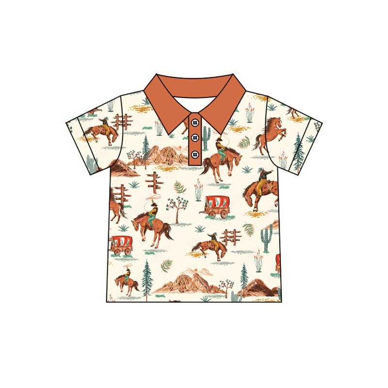 presale BT1182 Baby Boys Western Horses Pullovers Tee Shirts Tops D 2.11