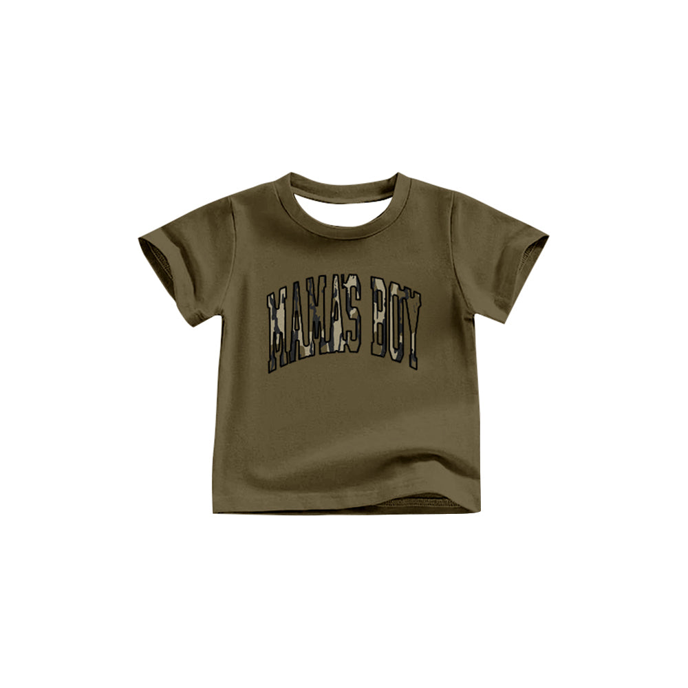 presale BT1185 Baby Boys Dark Green Mama's Boy Camouflage Short Sleeve Tee Shirts Tops 2025 2.17