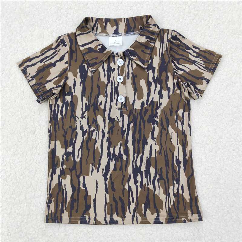 BT1207 Baby Boys Short Sleeves Olive Bottomland Camo Button Polo Shirts Top D 8.4