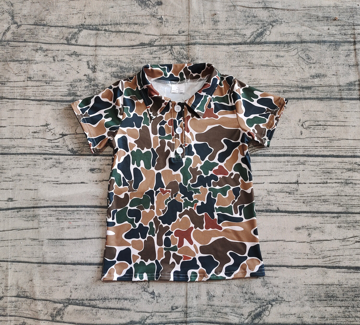 BT1213 Baby Boys Short Sleeves Button Olive Camo Polo Shirts Top D 4.4