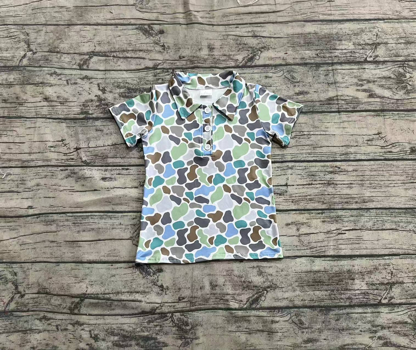 BT1214 Baby Boys Short Sleeves Green Camo Polo Shirts Top D 814 12