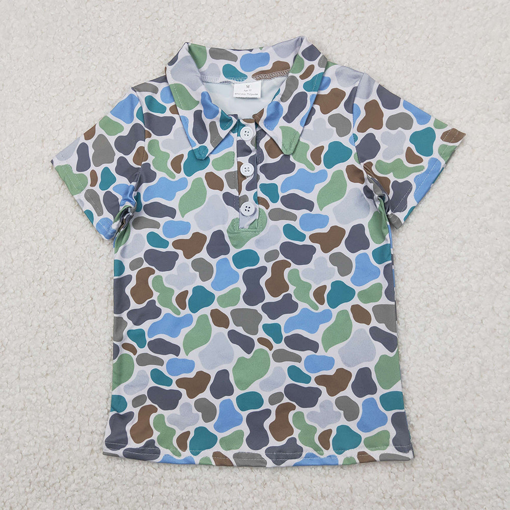 BT1214 Baby Boys Short Sleeves Green Camo Polo Shirts Top D 814 12
