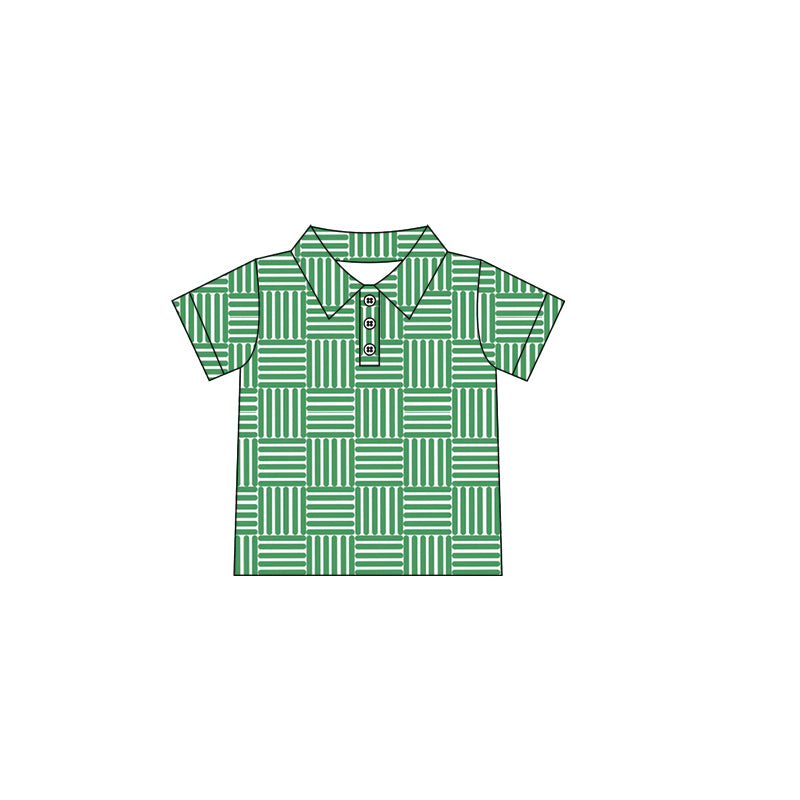presale BT1217 Adult Men Green Short Sleeves Button Plaid Polo Shirts Top D 3.28