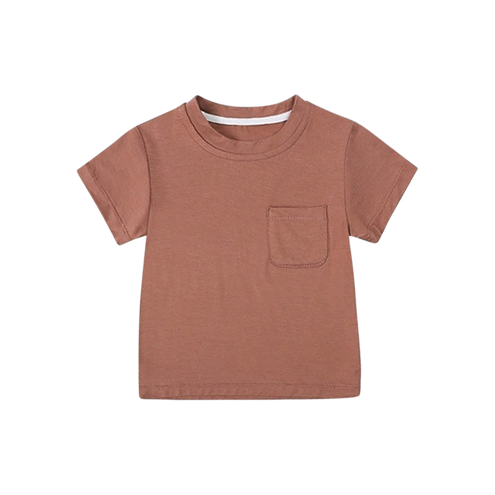 presale BT1218 Brown Pocket Boys Summer Tee Shirts Top D 3.29