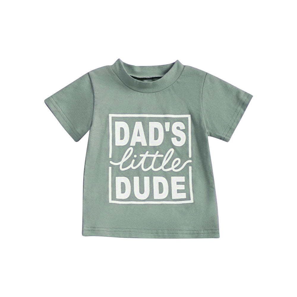 presale BT1223 DAD'S Little DUDE Green Print Boys Summer Tee Shirts Top D 3.29