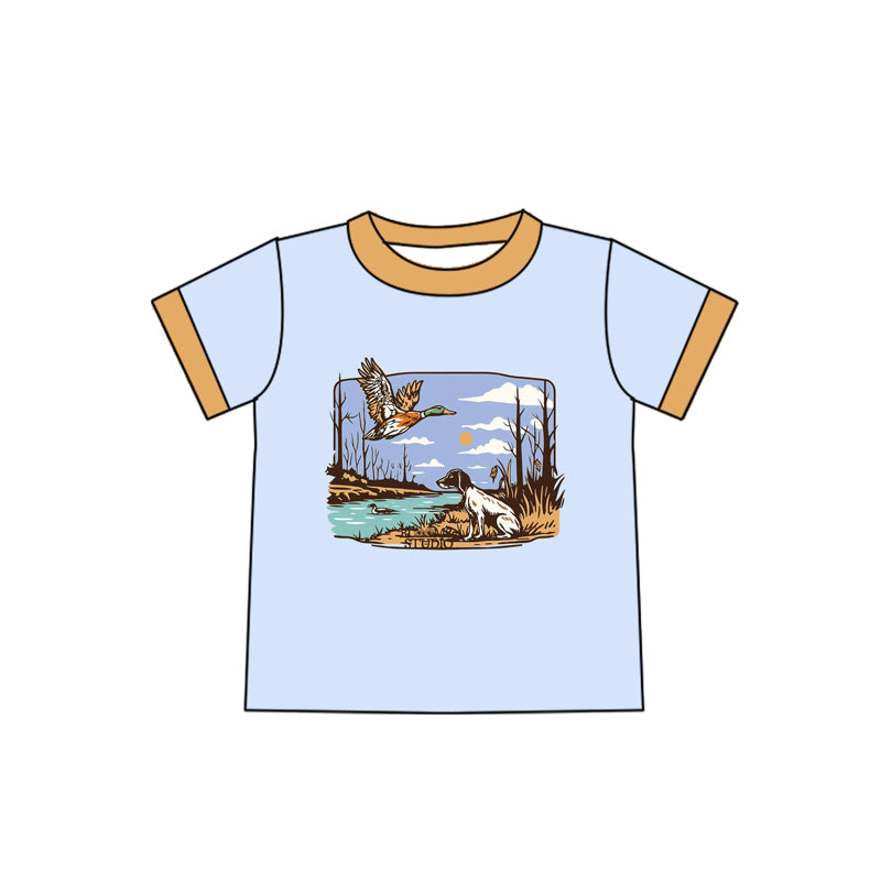 presale BT1238 Baby Boys Blue Short Sleeves Duck Dog Tee Shirts Top D 4.21