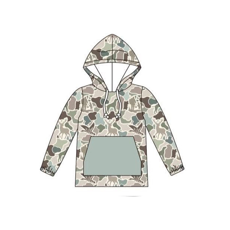 BT1268 Baby Boys Long Sleeves Gray Camo Pocket Hoodies Top D 6.11