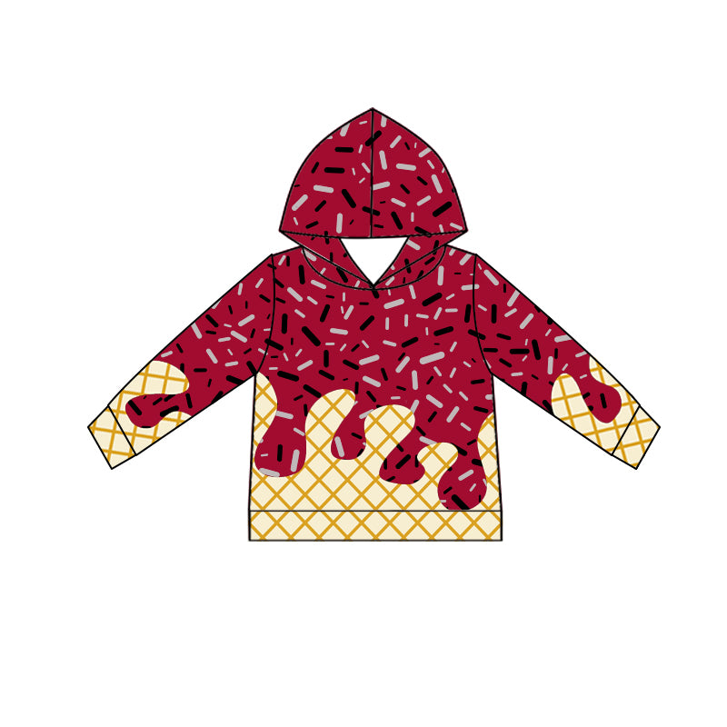 presale BT1273 Baby Boys Dark Red Long Sleeves Team Hoodies Top D 6.30