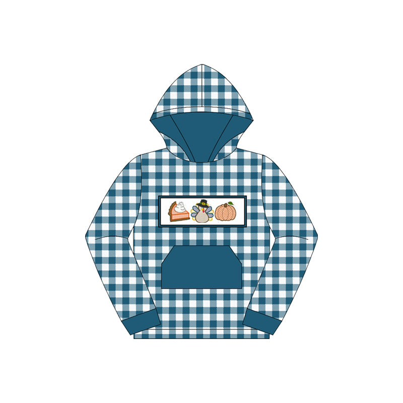 presale BT1287 Baby Boys Polka Dots Long Sleeves Pie Turkey Pumpkin Pocket Hoodies Top D 7.3