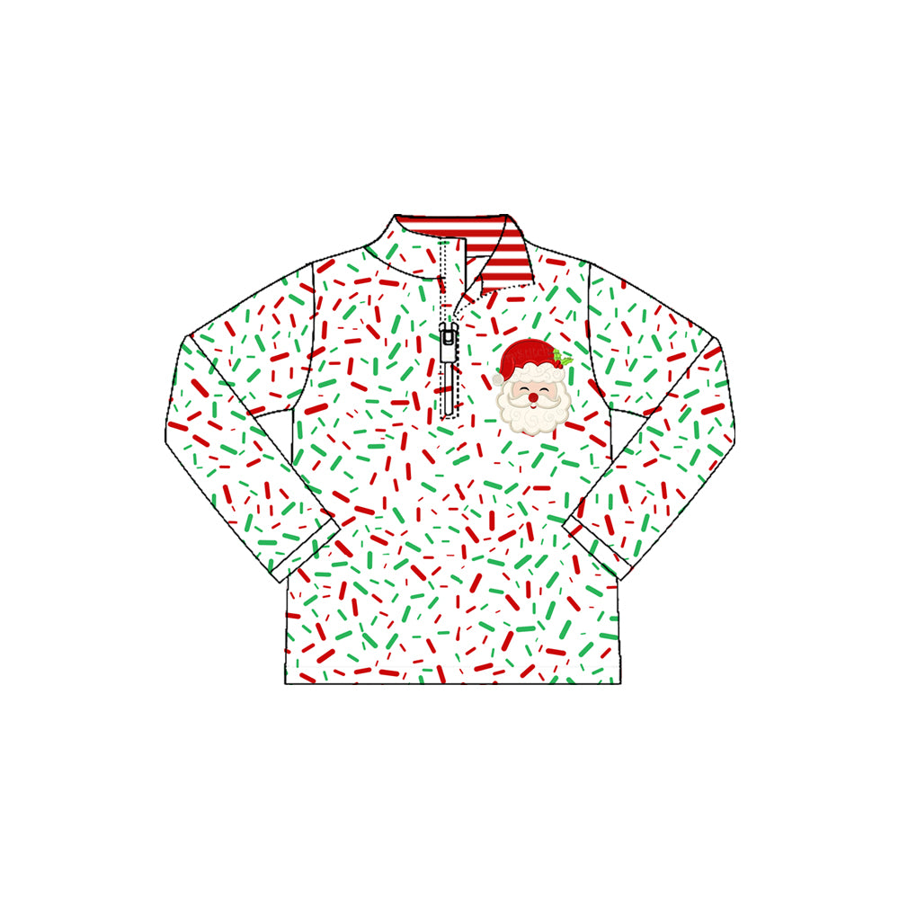 BT1294 Baby Girls Long Sleeves Team Santa Zipper Pullovers Top D 828