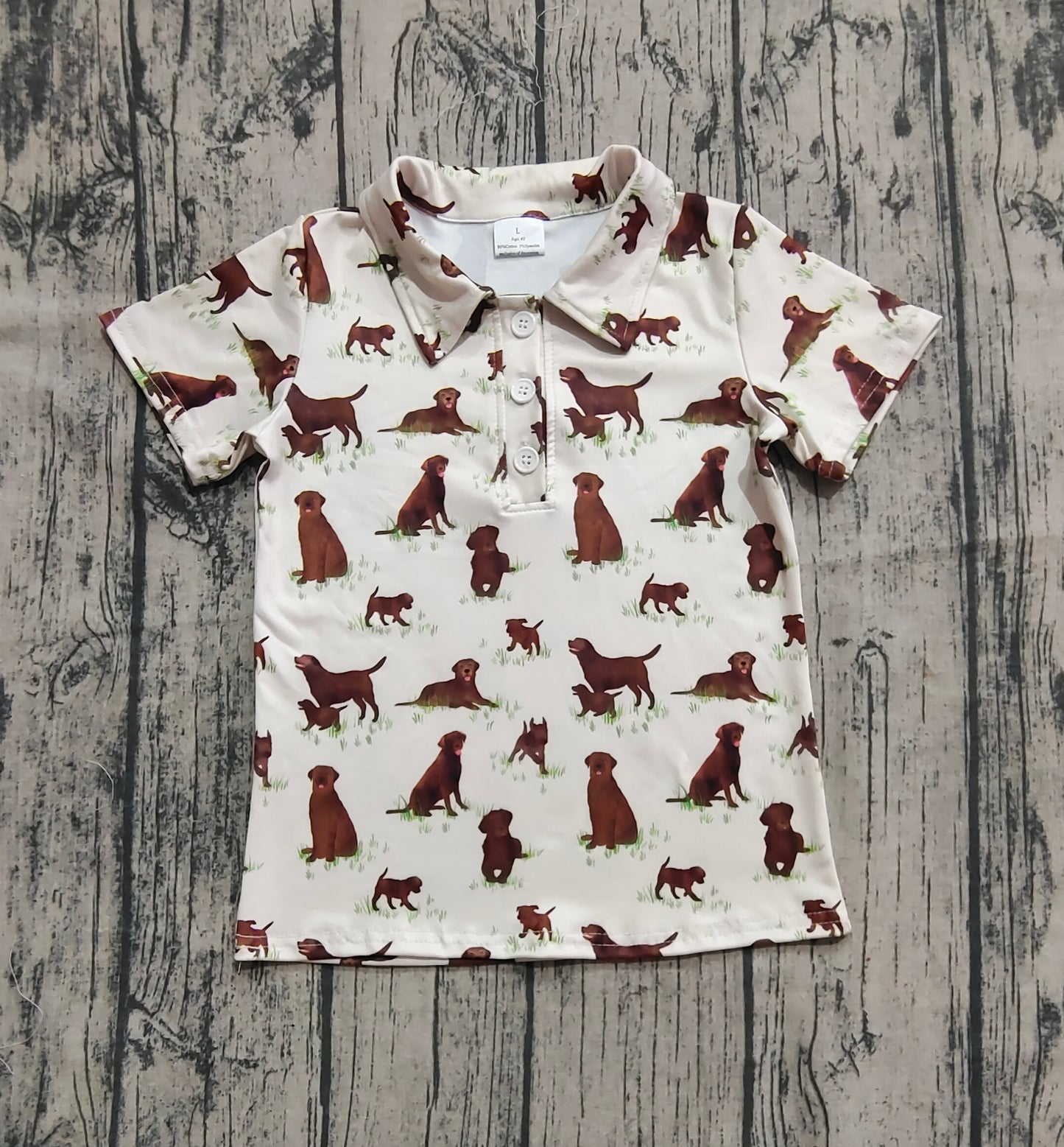 BT1299 Baby Boys Dogs Plaid Western Button Pullovers Top D 829