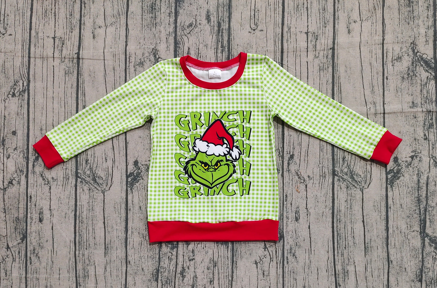 presale BT1321 Baby Boys Green Face Plaid Christmas Tee Shirts Top D 8.7