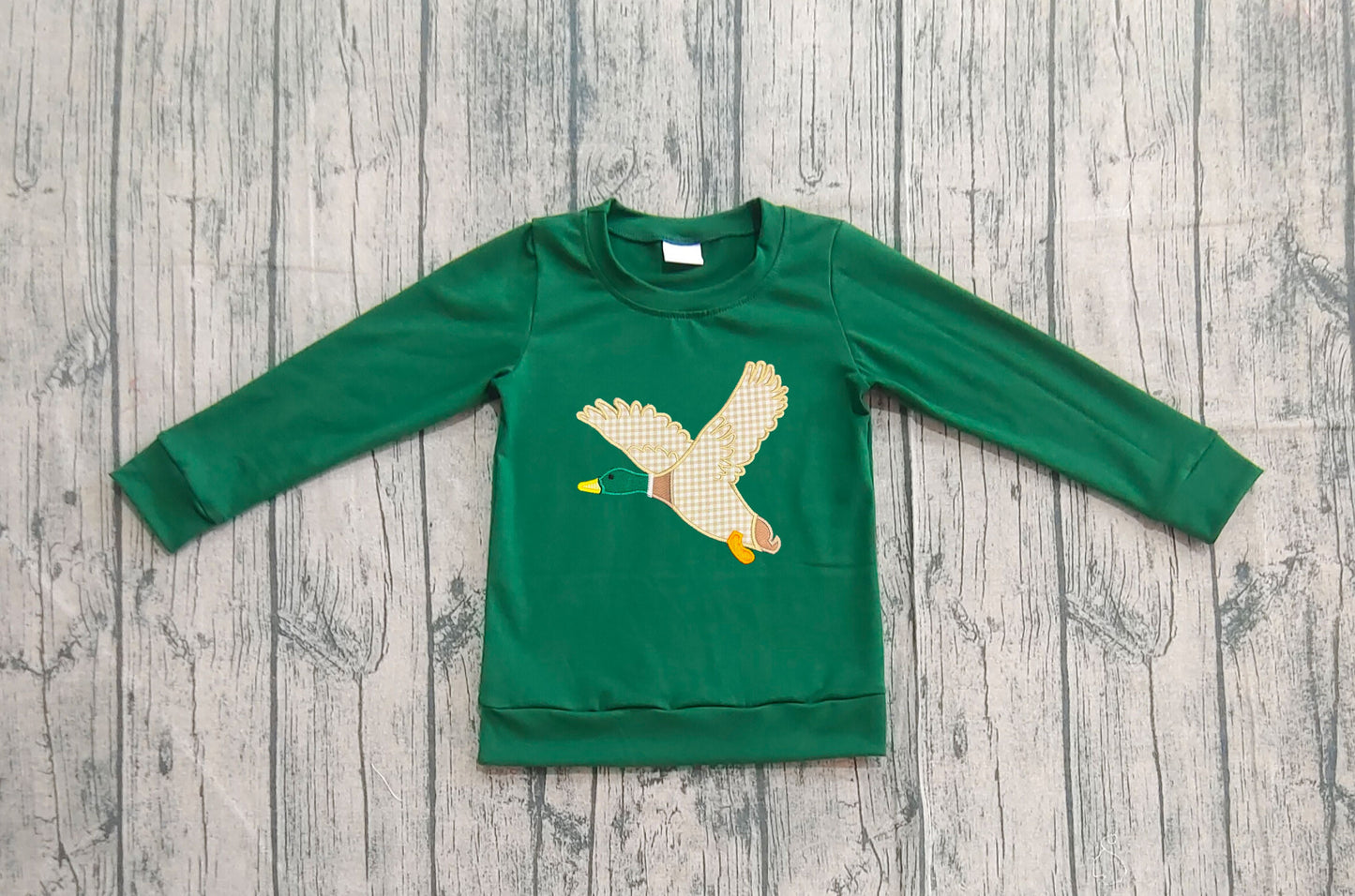 BT1334 Embroidery Ducks Baby Boys Green Long Sleeves Tee Shirts Tops D 926