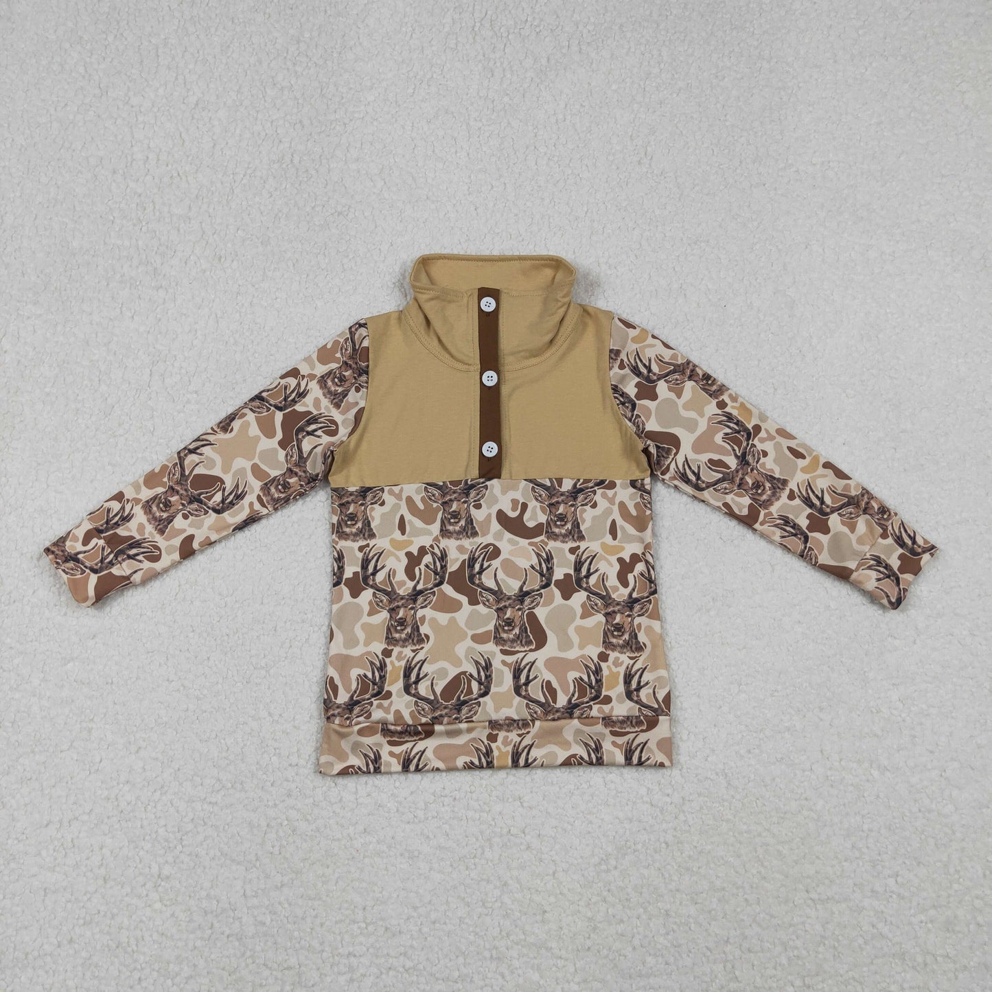 BT1338 Baby Boys Khaki Camo Deer Button Hunting Pullovers Top D 1028