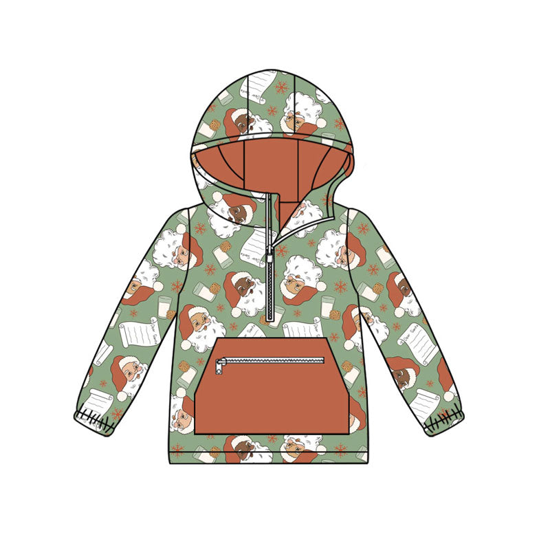 presale BT1341 Baby Boys Santa Letter Milks Pocket Zipper Christmas Hoodies Top D 830