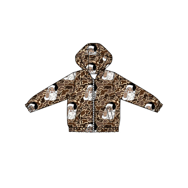 presale BT1344 Baby Boys Brown Camo Santa Christmas Pockets Zipper Jackets Top D 902