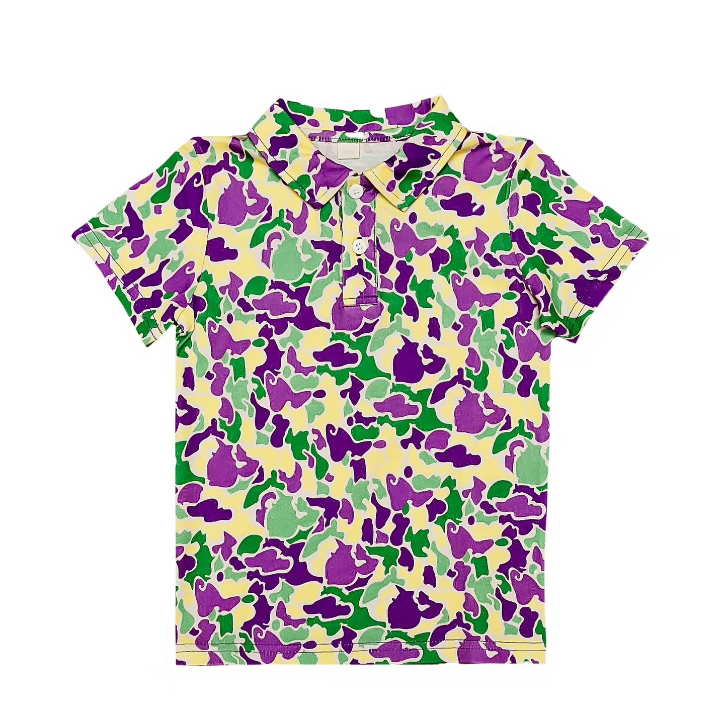 BT1345 Baby Boys Mardi Gras Purple Green Yellow Camo Button Polo Shirts Tops D 902