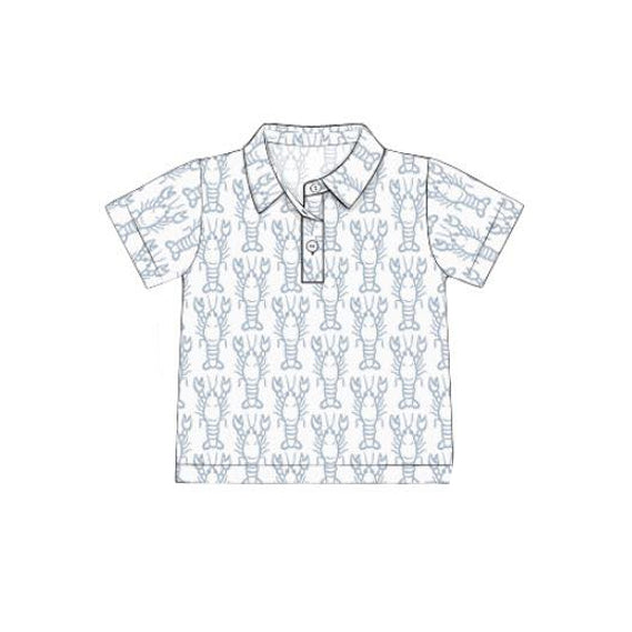 presale BT1364 Baby Boys Short Sleeve Crayfishes Button Polo Shirts Top D 915