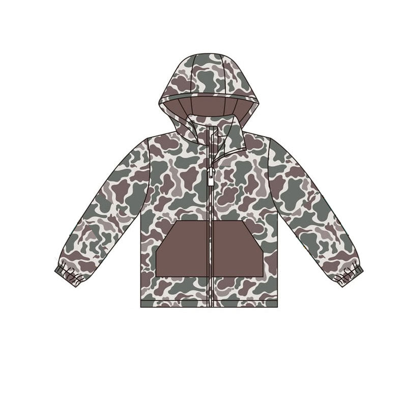 presale BT1376 Baby Boys Dark Green Camo Pocket Zipper Hoodies Jackets Top D 922