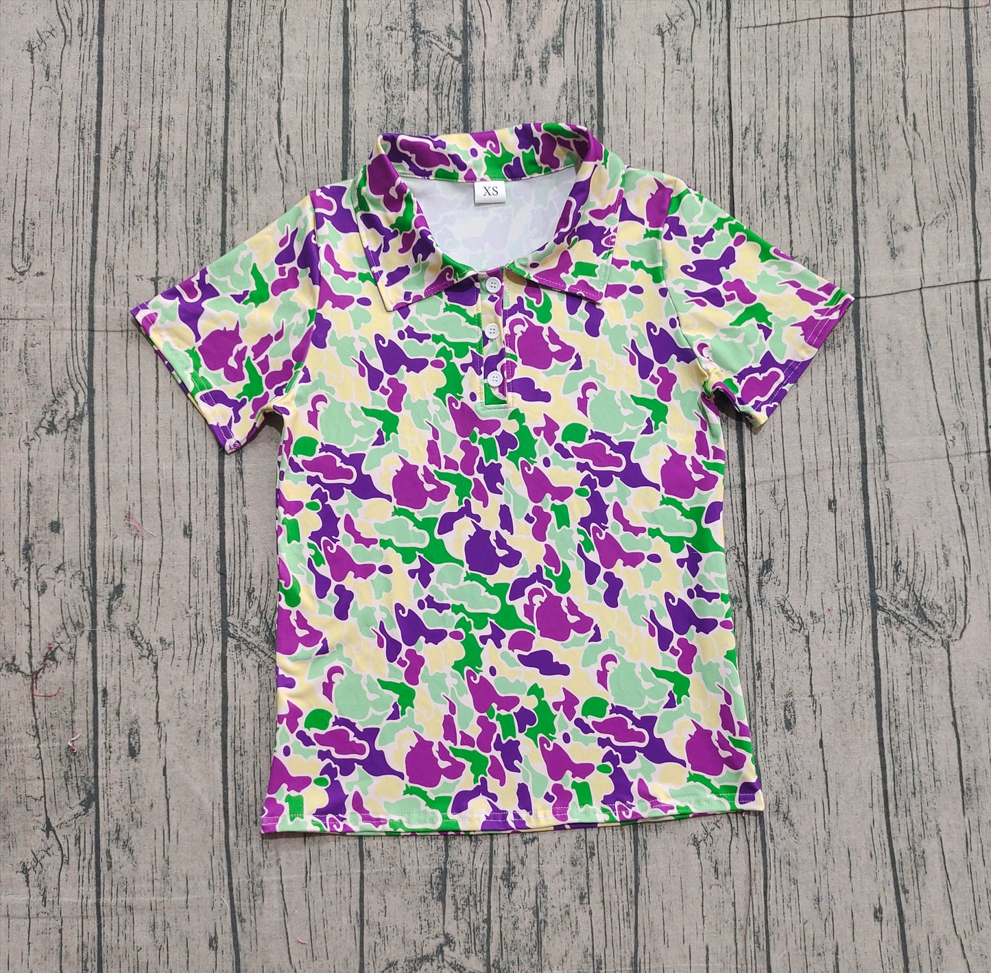 presale BT1452 Adult Men Mardigras Camo Button Polo Shirts Top D 1105
