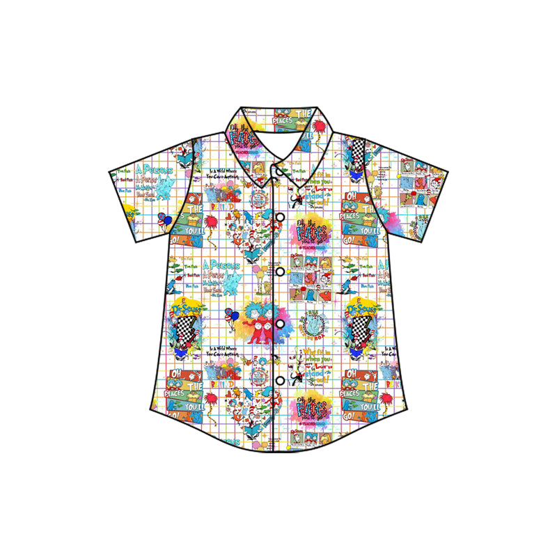presale BT1466 Baby Boys Mr Reading Checked Button Shirts Top D 1031
