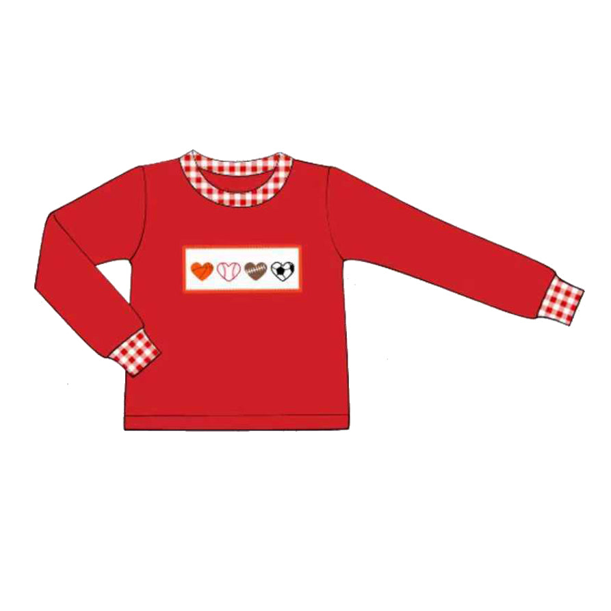 presale BT1503 Baby Boys Long Sleeve Hearts Balls Valentine T-shirts Top D 1117