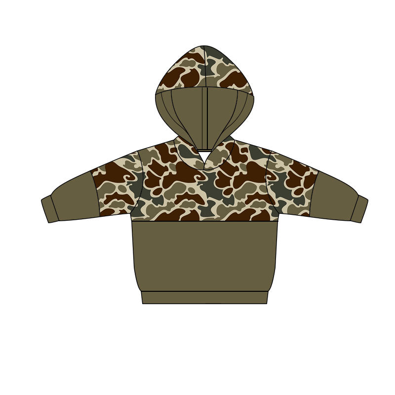 preorder BT1520 Baby Boys Khaki Camo Southern Hoodies Top D 1128