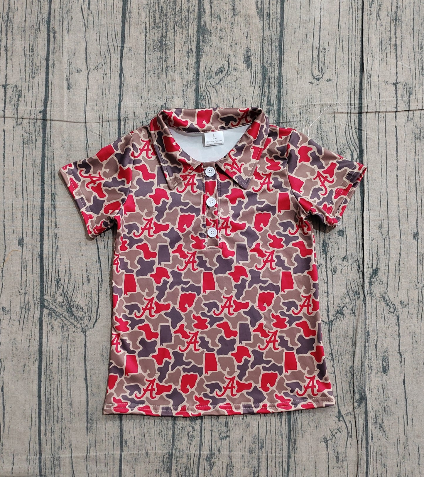 Pre-order Baby Boys Short Sleeve Camo A Team Button Polo Shirts Top