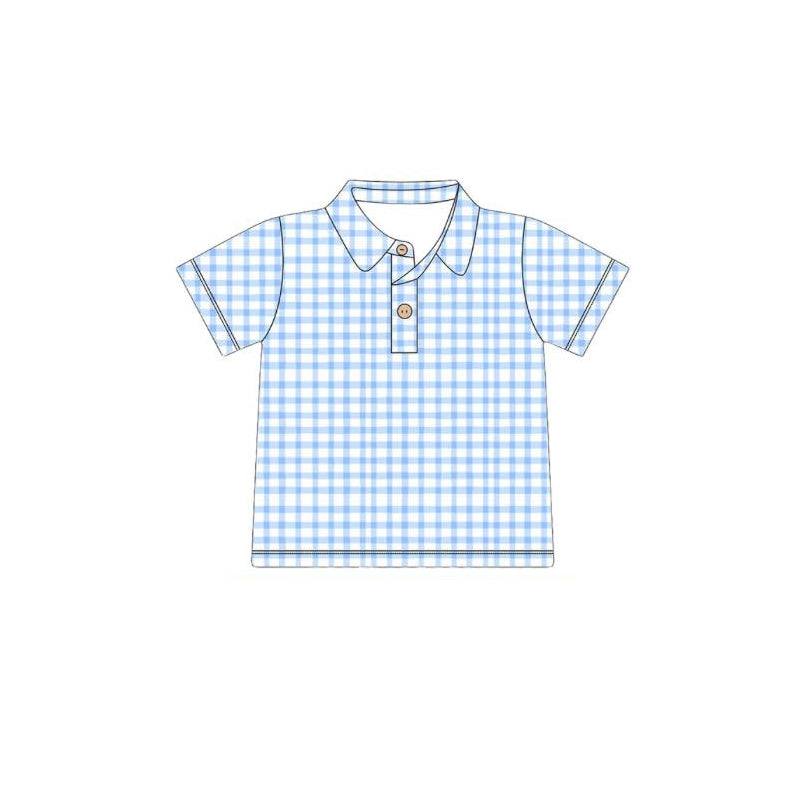 pre order blue plaid polo tee