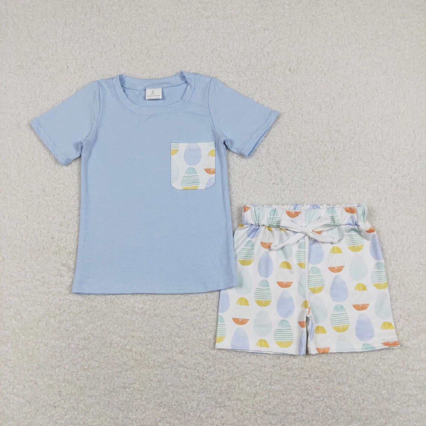 easter boy's outfit blue egg shorts set